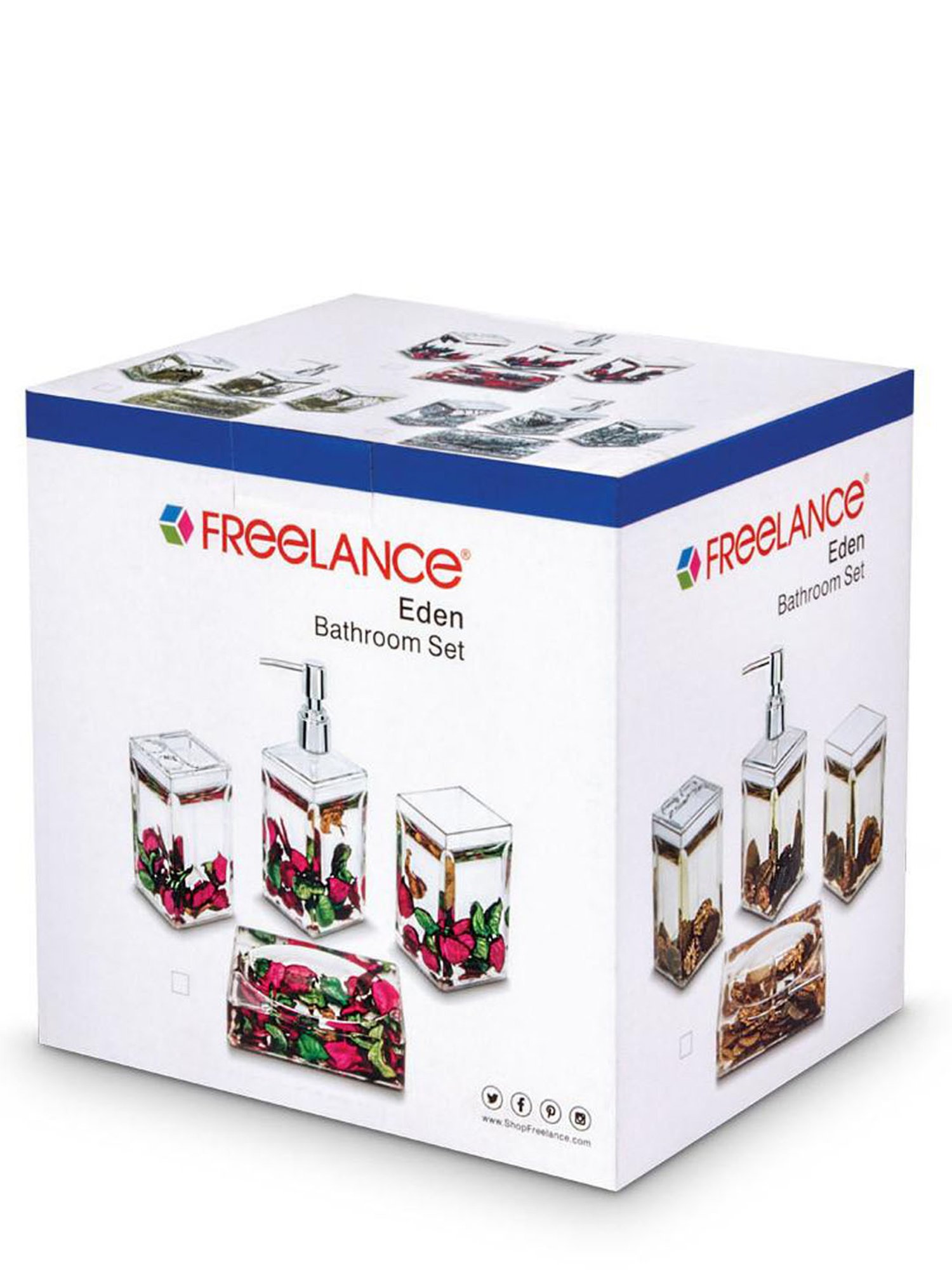 Freelance Red Acrylic Set of 4 Bathroom Accessories