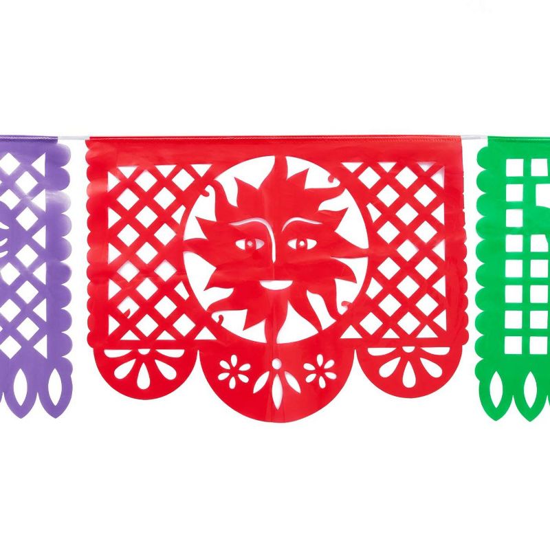 Sparkle and Bash 2 Pack Papel Picado Banner for Cinco de Mayo Party Decorations, 9 Colors (15 ft)