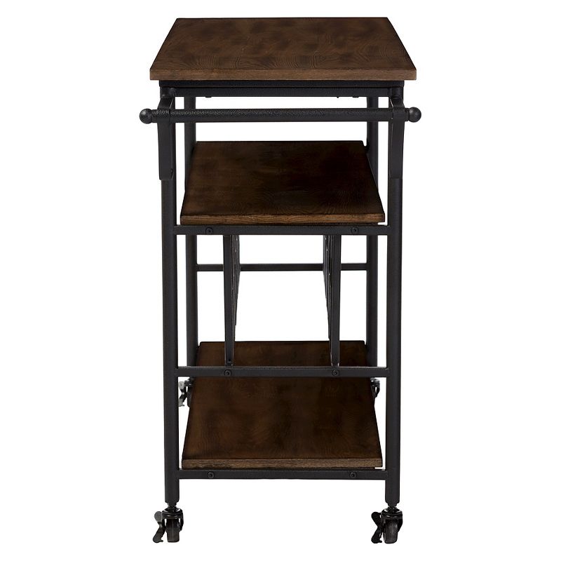 Flash Furniture Castleberry Rustic Wood Grain and Iron Kitchen Serving and Bar Cart