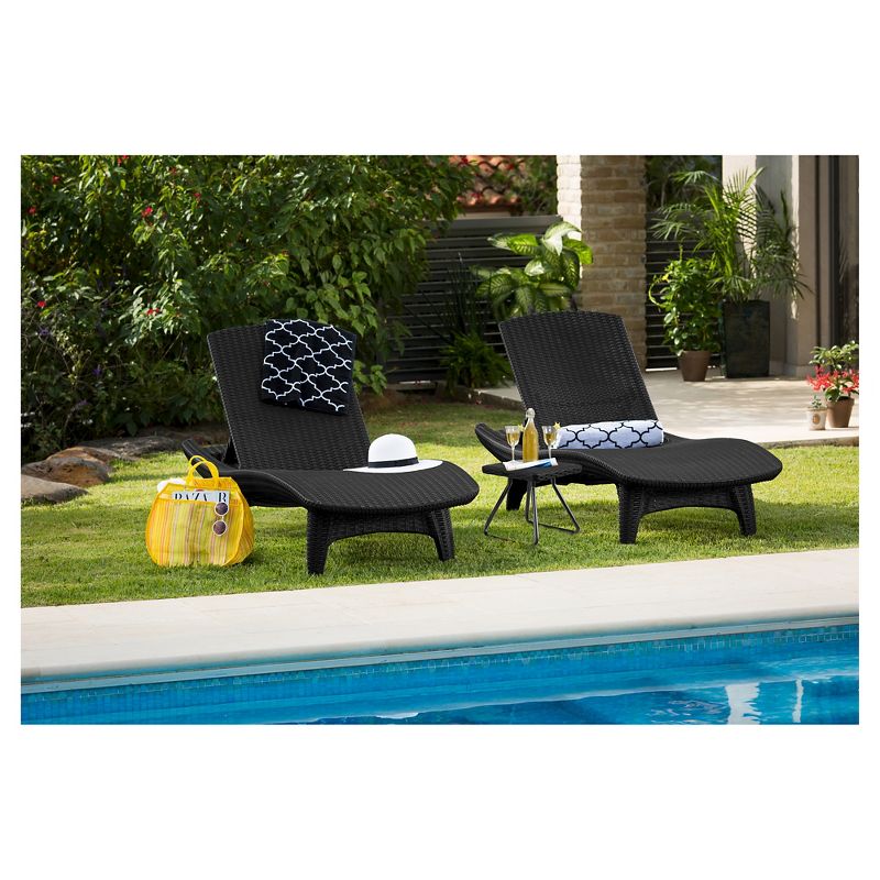 Pacific Seating Sun Lounger With Table Set 3pc Gray - Keter