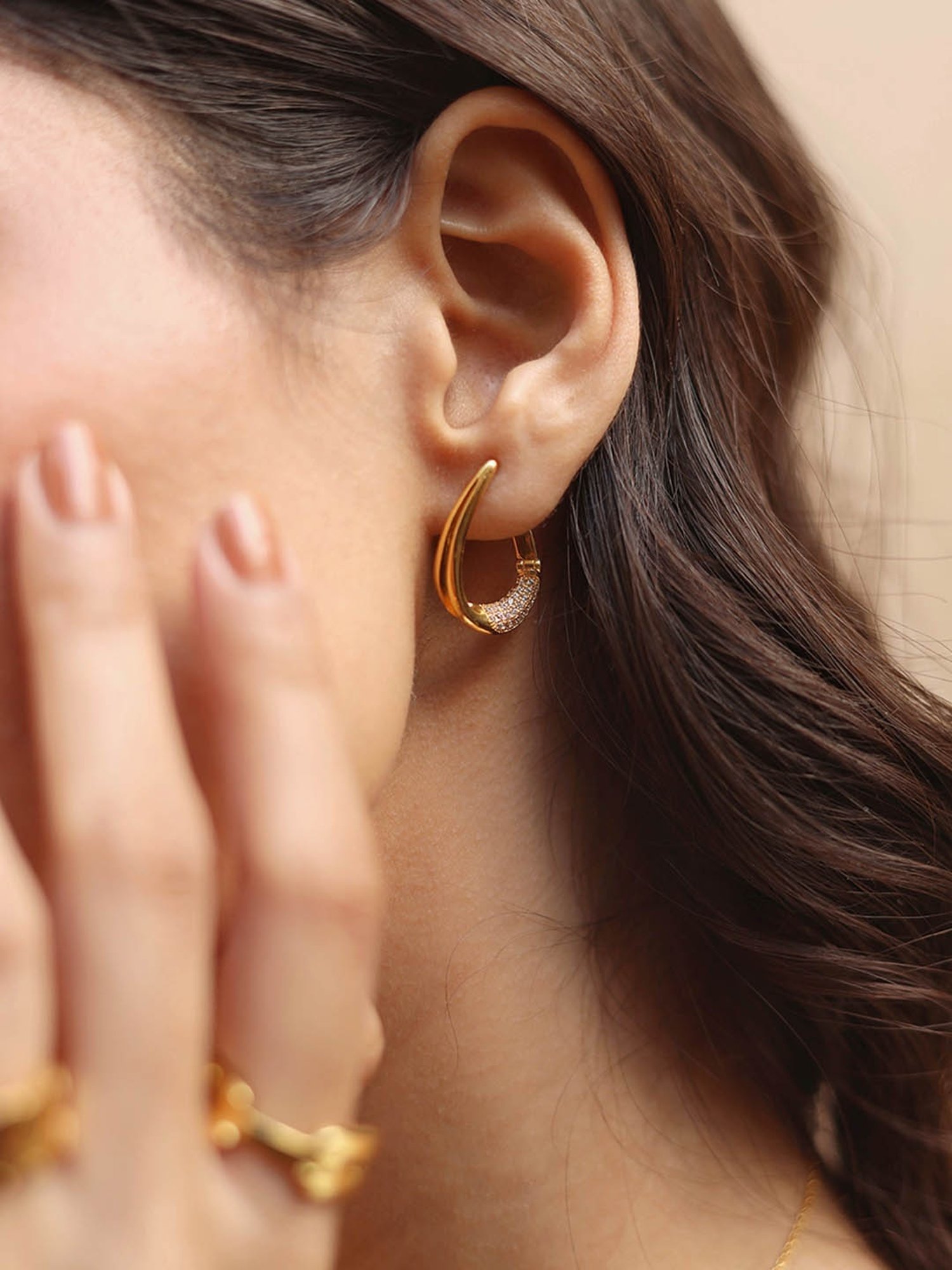 Perfectly Average U-shaped Studded Hoops for Women & Girls