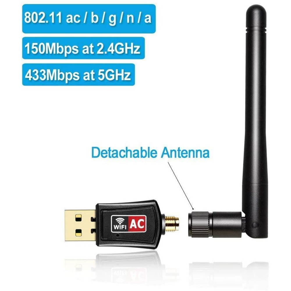 Wifi Dongle High Speed Internet 2.4/5GHz 600Mbps Wireless USB Wifi Adapter for PC/Desktop/Laptop/Tablet, Supports Windows 10/8/7/Vista/XP/2000, Mac Os X 10.4-10.11.4 and 10.12.1