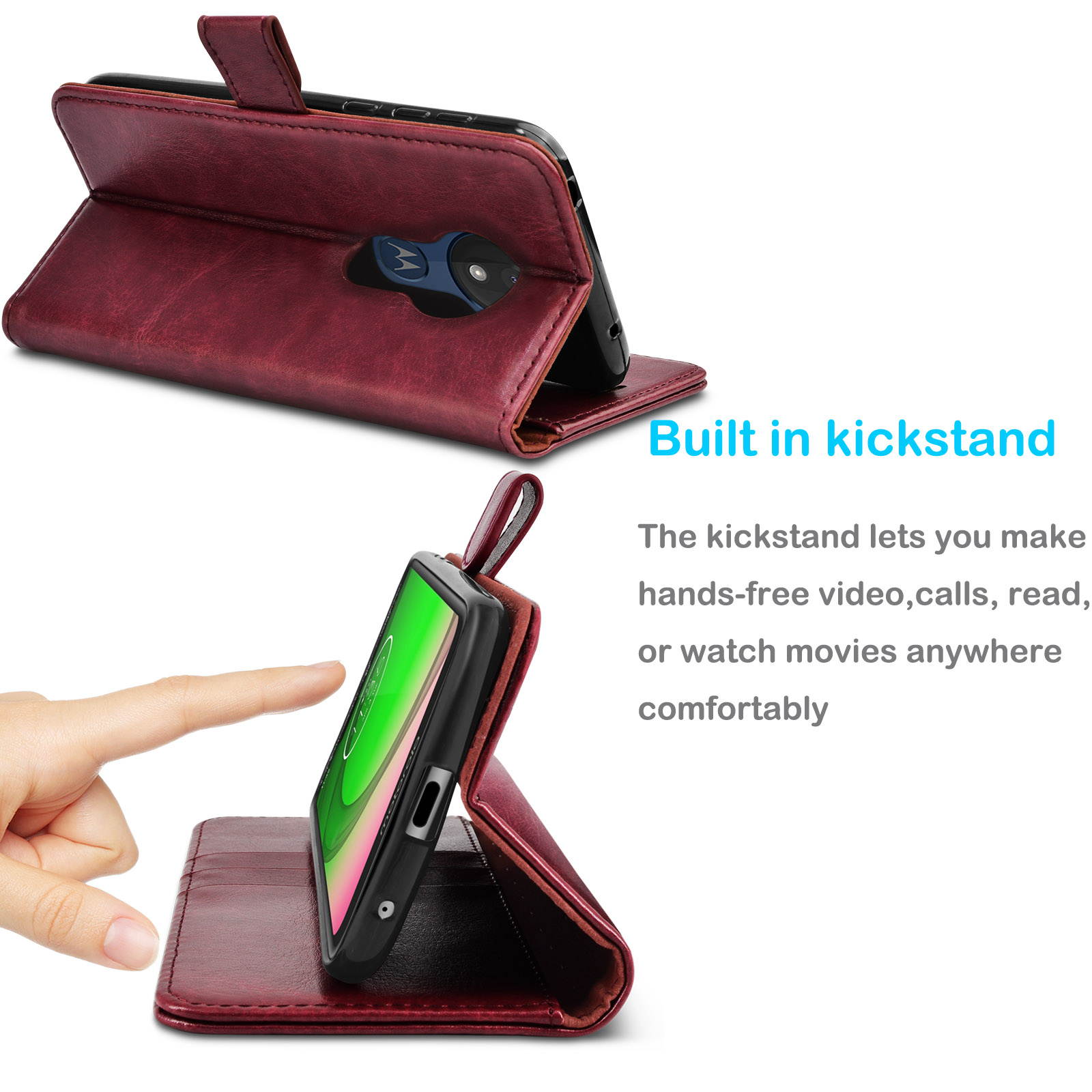 Moto G7 Power Case, Motorola Moto G7 Optimo Maxx/Moto G7 Supra Wallet Case, Tekcoo Premium [RFID Blocking] Cash ID Credit Card Slots Holder Carrying Vegan Leather Folio Flip Cover Cases [Black]