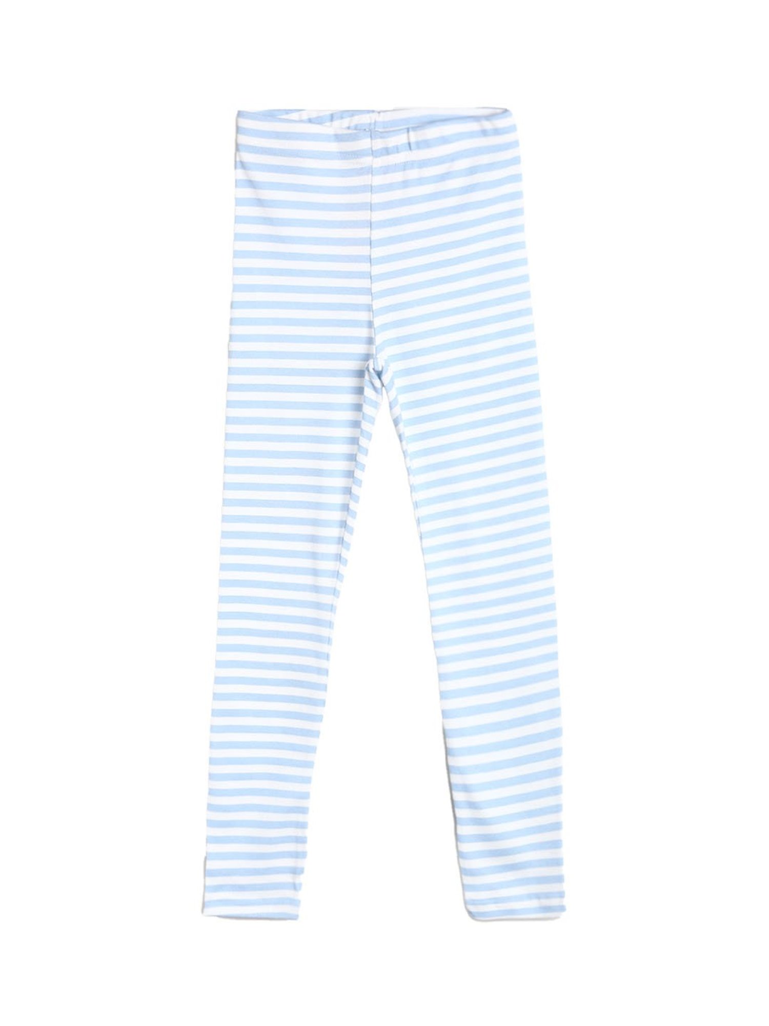 Tales & Stories Girls Blue & White Striped Leggings