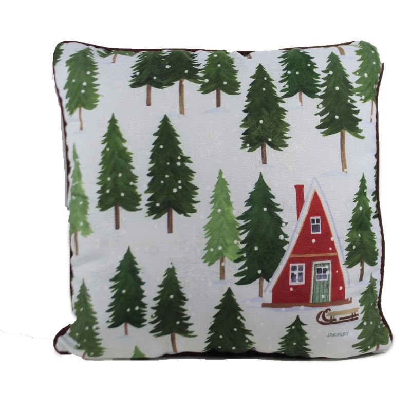 Christmas 18.0" Alpine Cabin Pillow Pine Tree Indoor Outdoor  -  Decorative Pillow