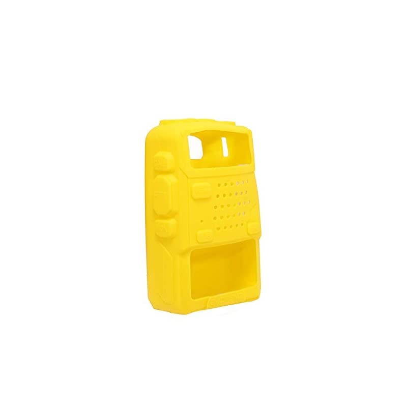 5pcs Handheld Soft Rubber Case Portable Silicone Cover Shell for  UV-5R Series Two Way Radios Walkie Talkie (Yellow)