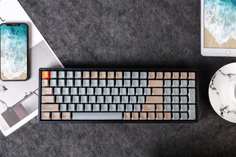 Keychron K4 Wireless Bluetooth/USB Wired Gaming Mechanical Keyboard, Compact 100 Keys RGB LED Backlit Gateron Red Switch N-Key Rollover, Aluminum Frame for Mac Windows