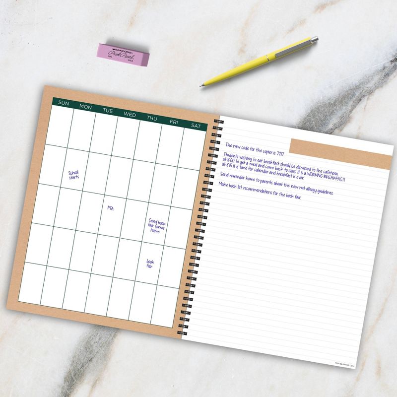 Undated Teacher Planner Lesson Plan Book 8.5" x 11" Weekly/Monthly Kraft - The Time Factory