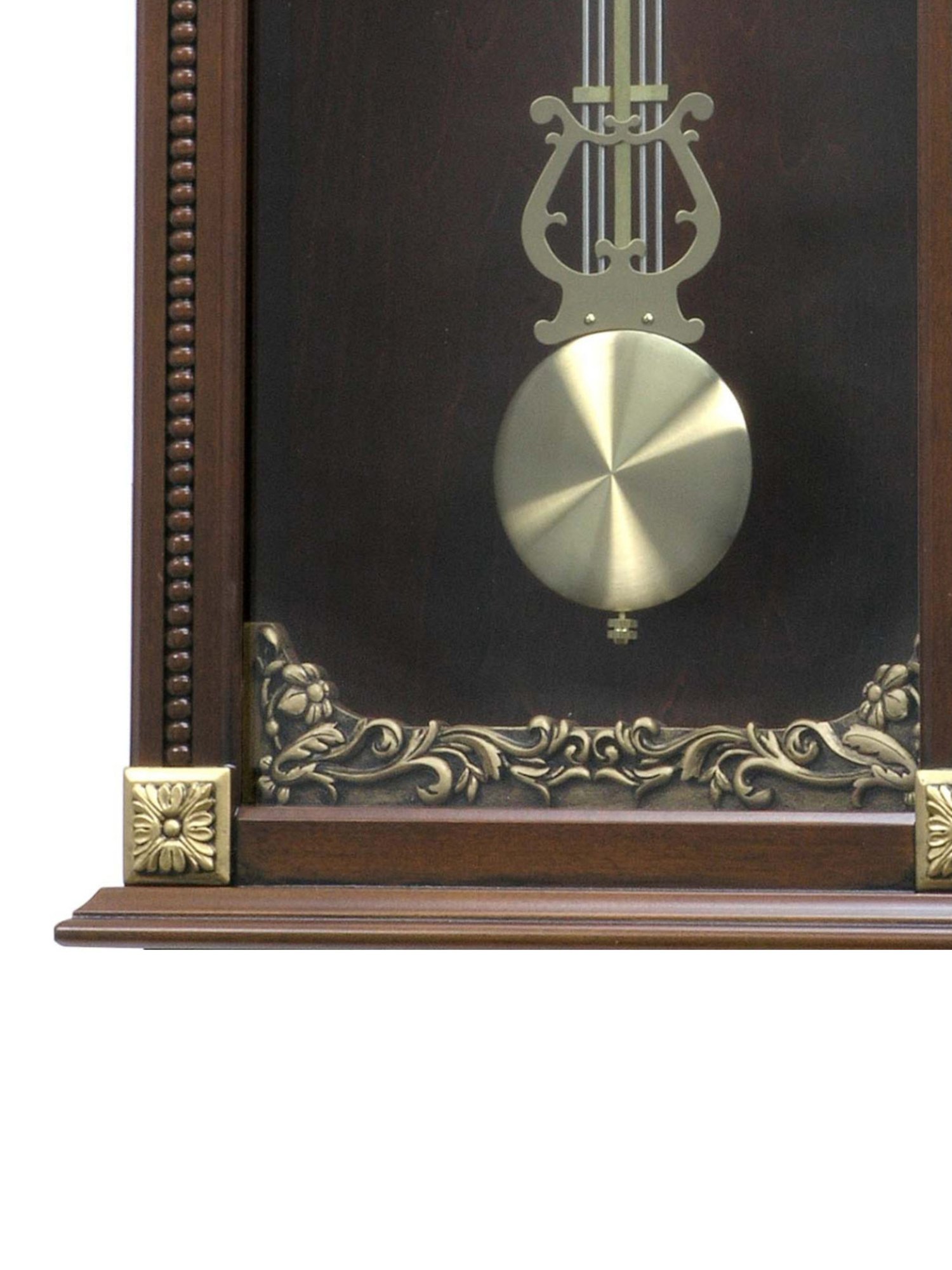 RHYTHM Dark Brown Wood Elegant Vertical Crown Wall Clock