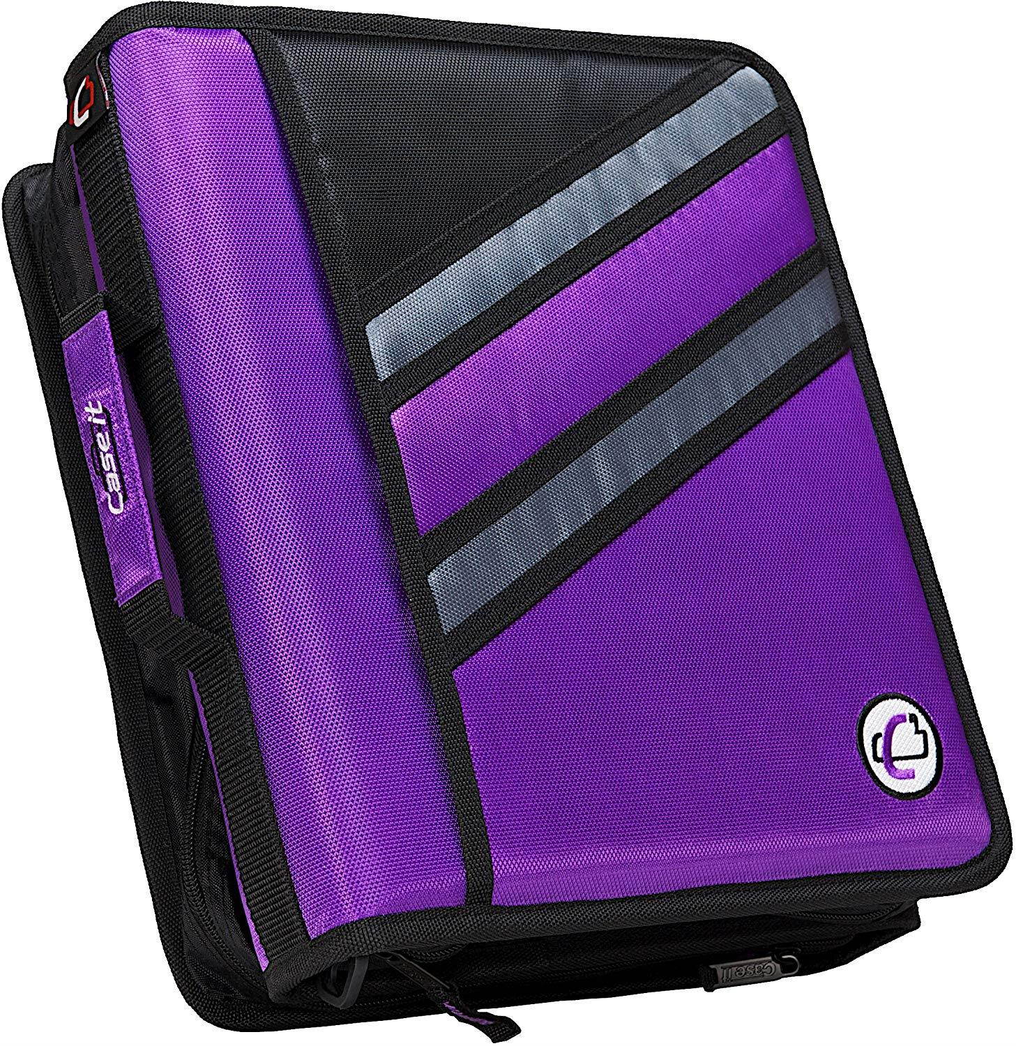 Case-it Z-Binder Two-in-One 1.5-Inch D-Ring Zipper Binders, Purple, Z-176-PUR