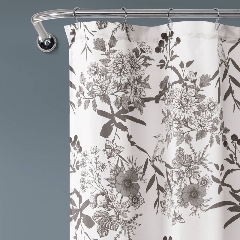 Botanical Garden Shower Curtain Gray/White - Lush Décor