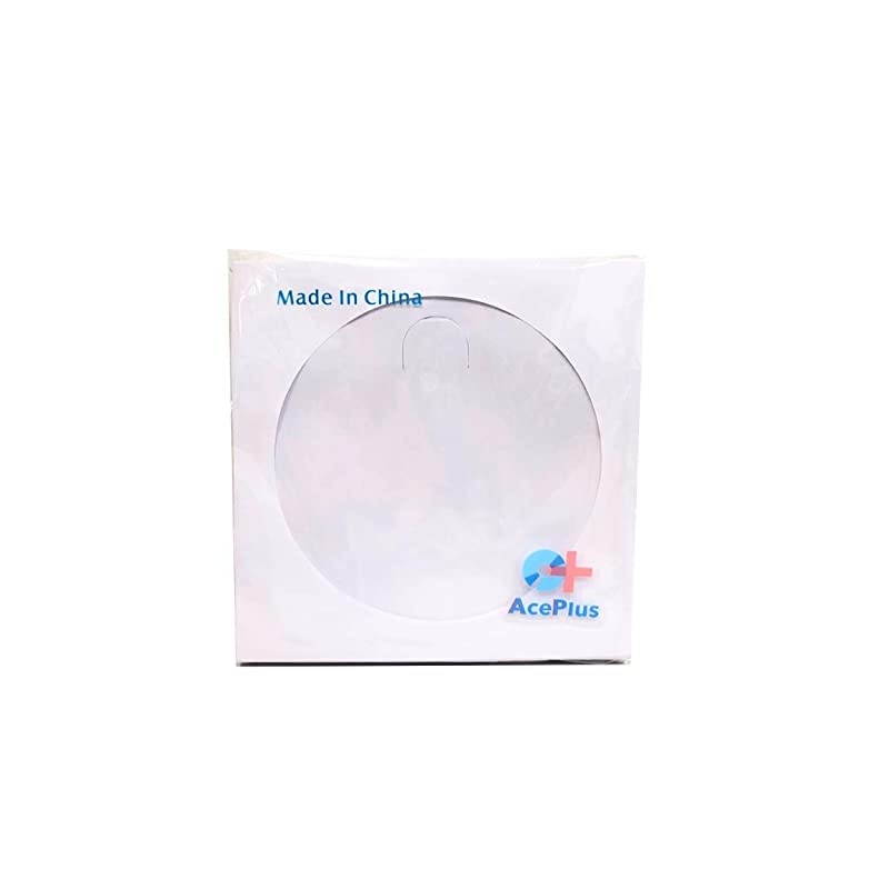 1000 Pieces White Paper Sleeves for CDs or DVDs Envelope Holder with Clear Window and Flap 80g Economy Weight 1 Box = 10 packs x 100 Sleeves