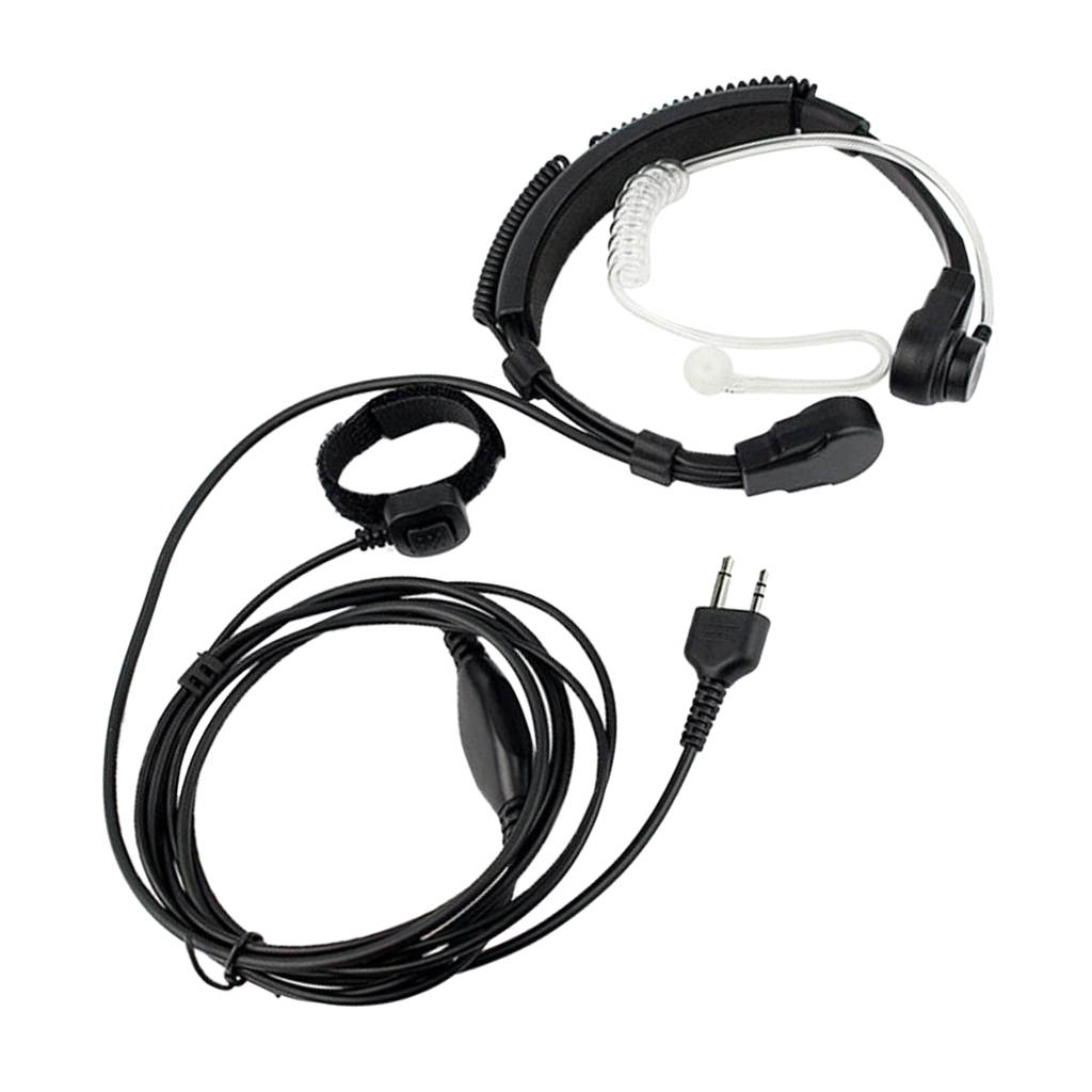 Throat Mic Covert Acoustic Tube Earpiece Headset with Finger PTT 2 Pin