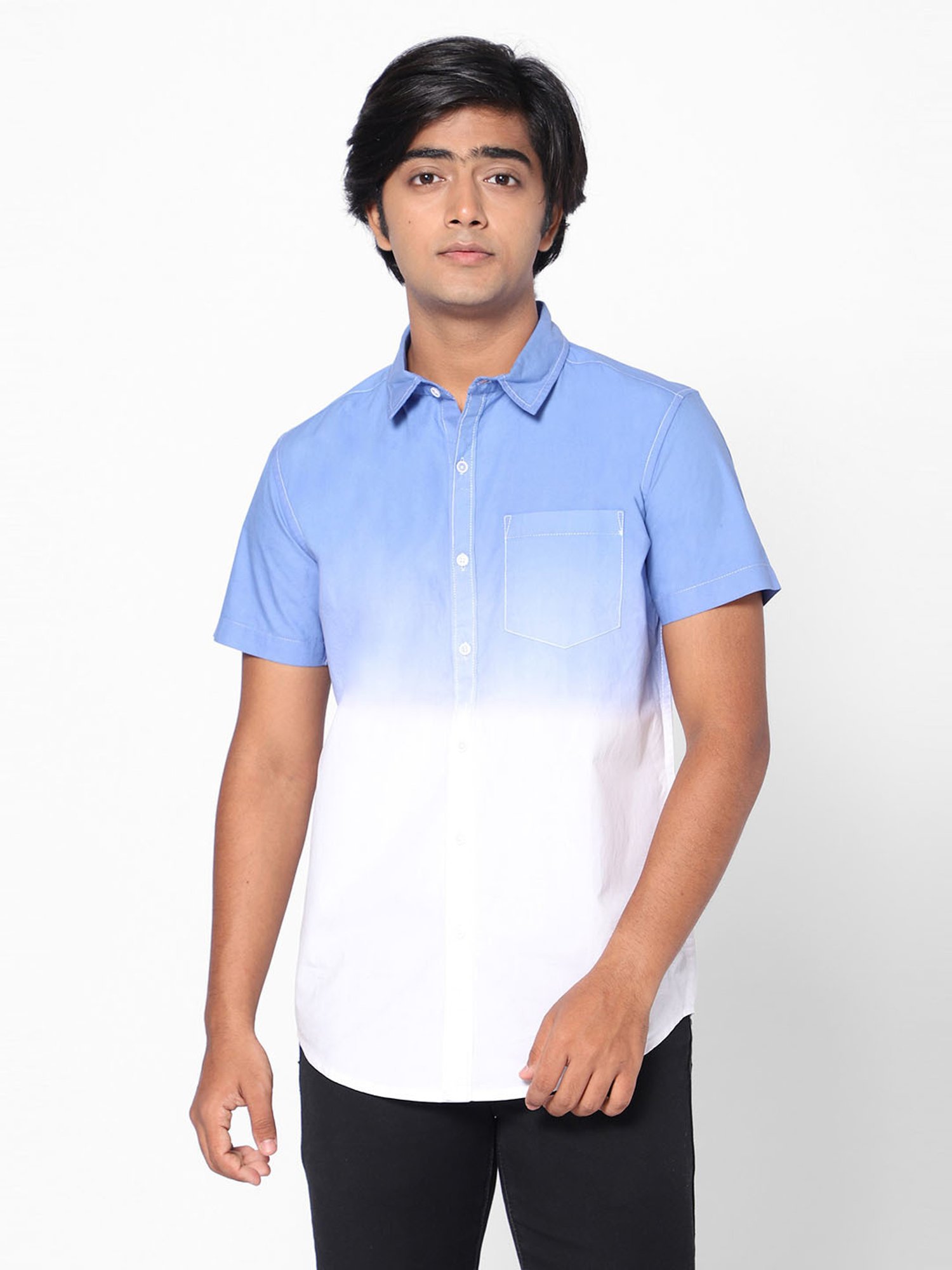 TeenTrums Boys White & Blue Tie & Dye Shirt