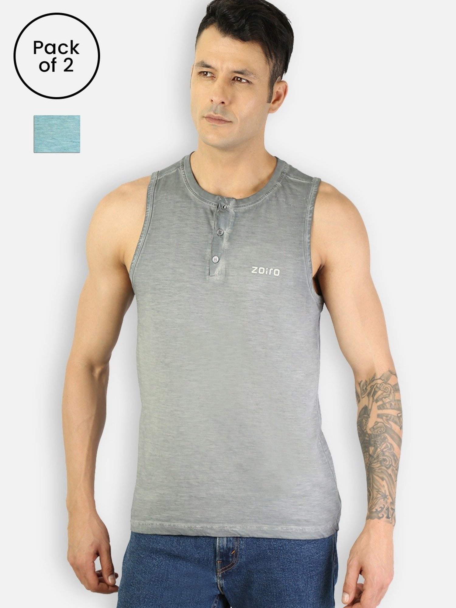 Zoiro Castle Rock & Petrol Regular Fit Vest - Pack Of 2