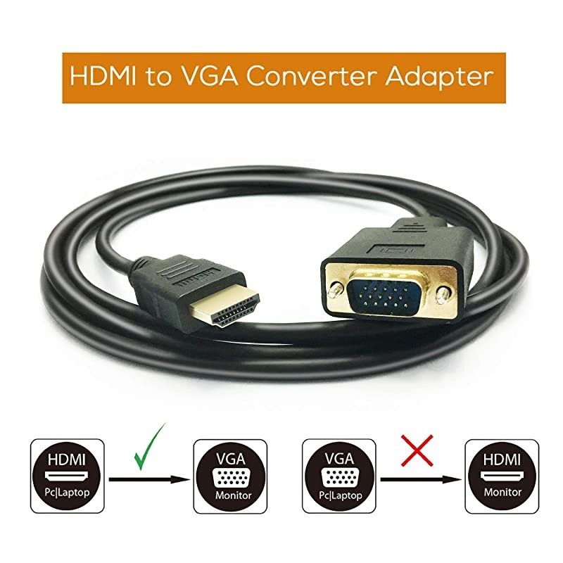 HDMI to VGA Adapter Cable  1080P HDMI Male to VGA Male MM Video Converter Cord VGA Adapter Compatible with HDMI Desktop Laptop DVD to 15 Pin DSUB VGA HDTV Monitor Projector 6Feet