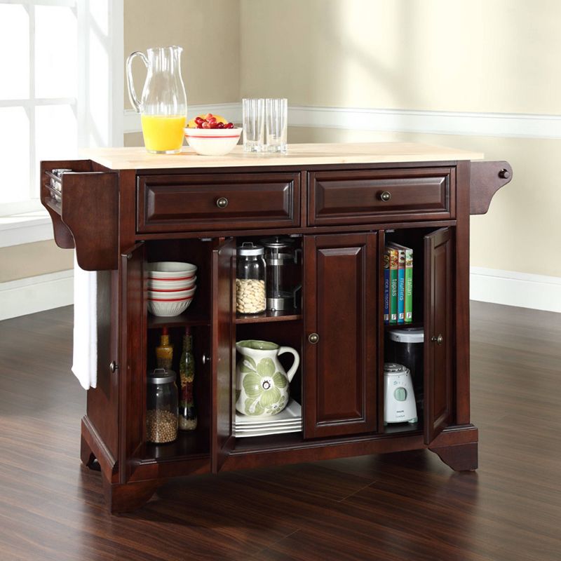 Lafayette Wood Top Full Size Kitchen Island/Cart Mahogany - Crosley