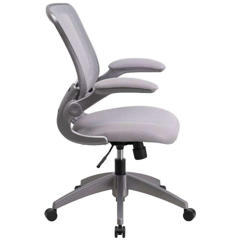 Mid Back Swivel Ergonomic Task Office Chair with Flip Up Arms Gray - Riverstone Furniture