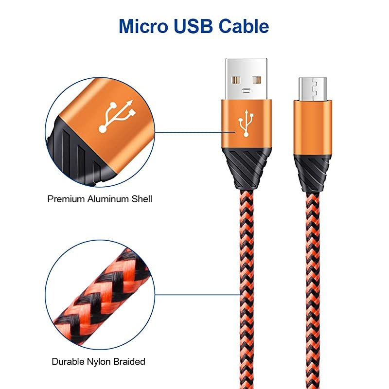 Charger Plug with 2 Pack 6FT Android Micro USB Cable Nylon Braided Cord Compatible for LG Aristo 3+ 4+ 2Arena 2Prime 2Phoenix 3 2 PlusFortune 2 LG K8V K50 K40 K30 Stylo 23 Plus