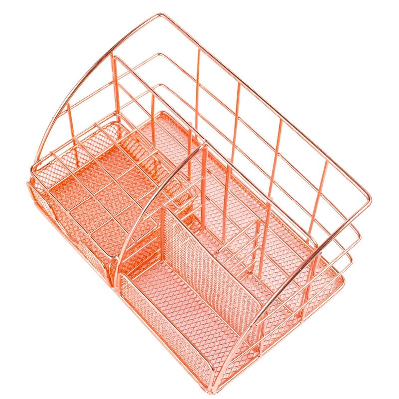 Zodaca Rose Gold Desk Organizer, with Drawer Pen Holder, Metal Mesh Office Accessories for Women