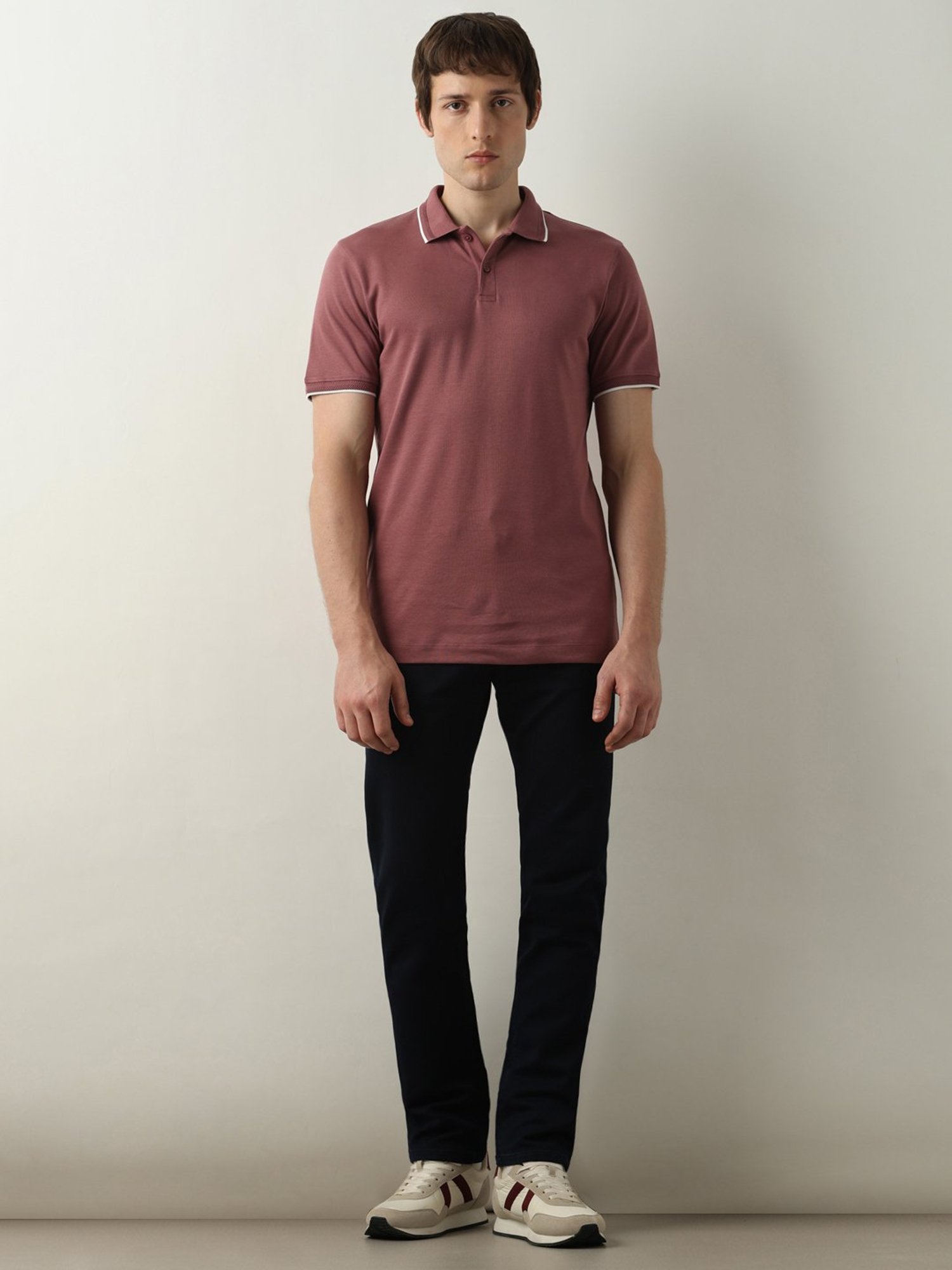 SELECTED HOMME Dark Pink Slim Fit Cotton Polo T-Shirt