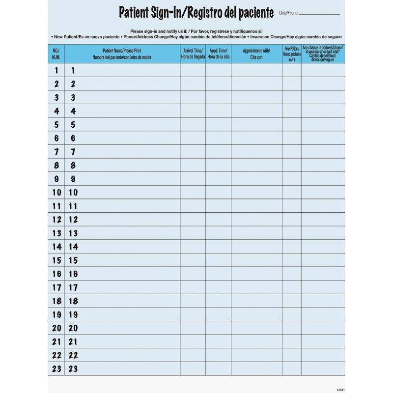 Tabbies Patient Sign-in Label Forms - Letter - 8 1/2" x 11" Sheet Size - Blue Sheet(s) - 125 / Pack