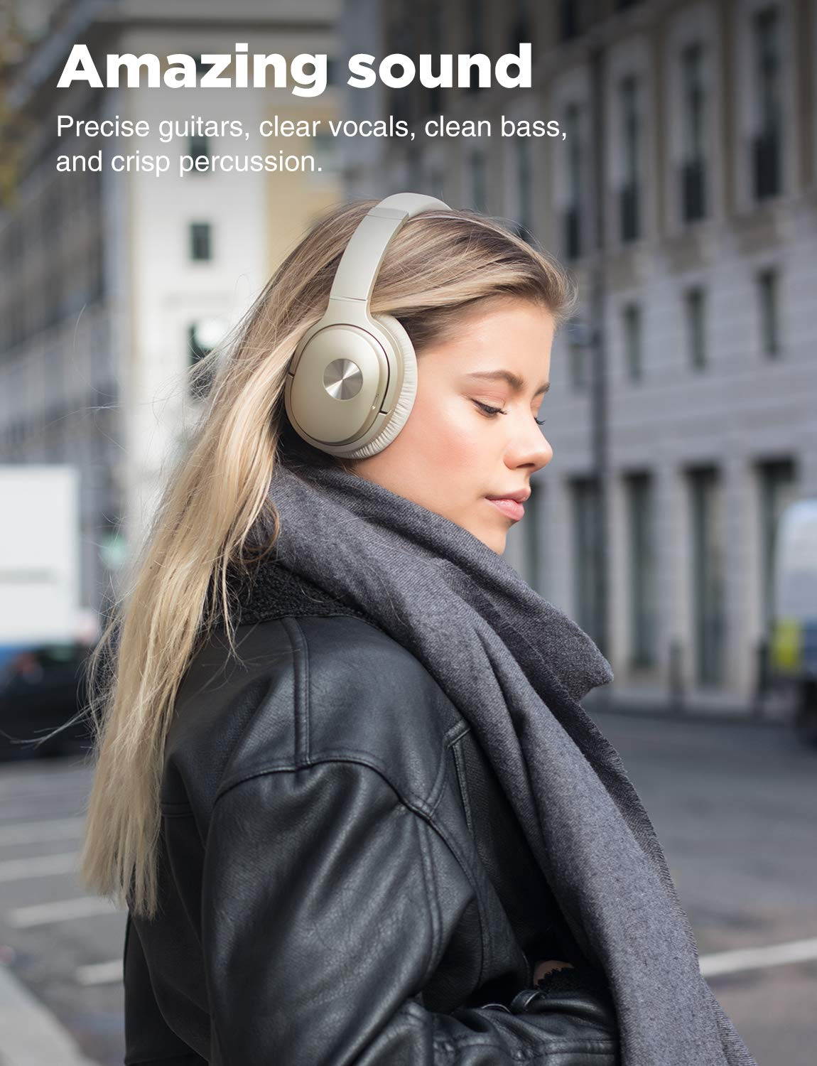 COWIN SE7 Active Noise Cancelling Headphones Bluetooth Headphones Wireless Headphones Over Ear with Mic/Aptx, Comfortable Protein Earpads 30H Playtime, Foldable Headphones for Travel/Work - Black