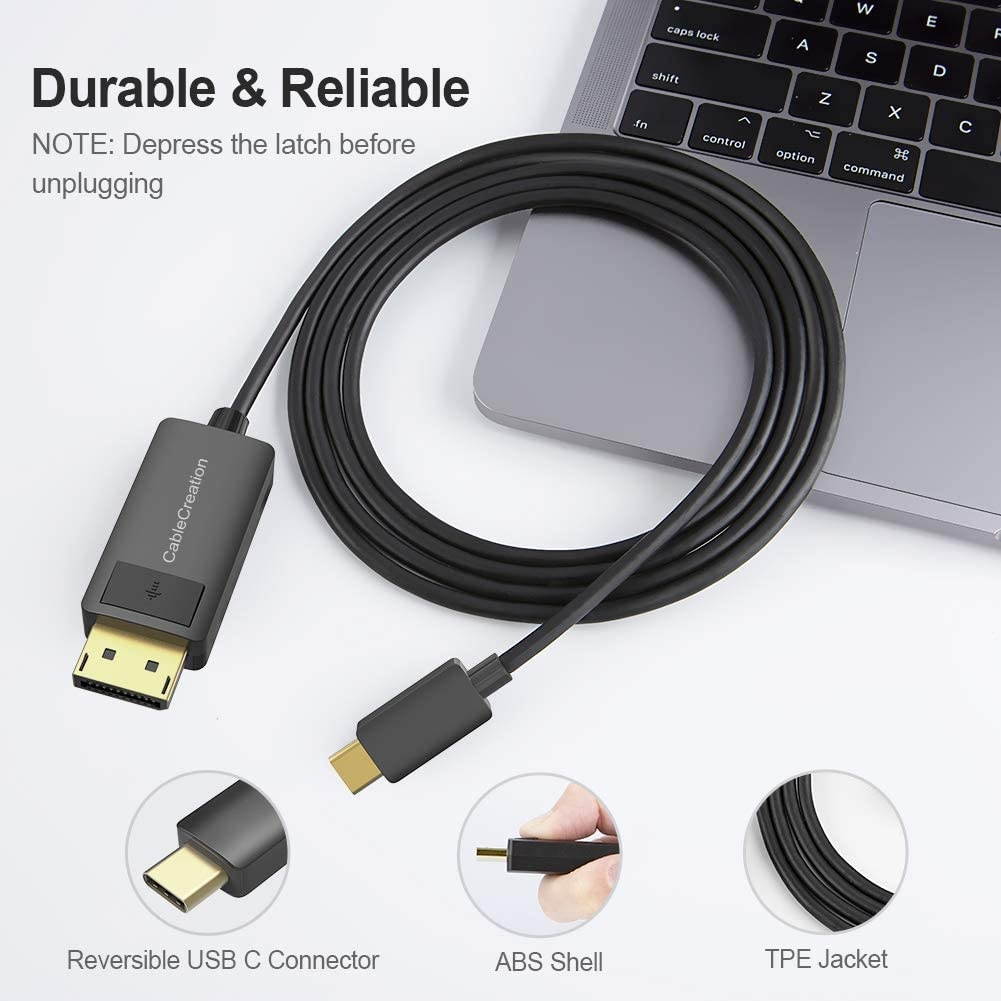 USB C to DisplayPort Cable 6FT 4K@60Hz 2K@165Hz 2K@144Hz CableCreation USB 3.1 Type C to DP Cable Thunderbolt 3 Compatible for MacBook Pro/Air iMac iPad Pro 2020 XPS 15/13 Galaxy S20 S10