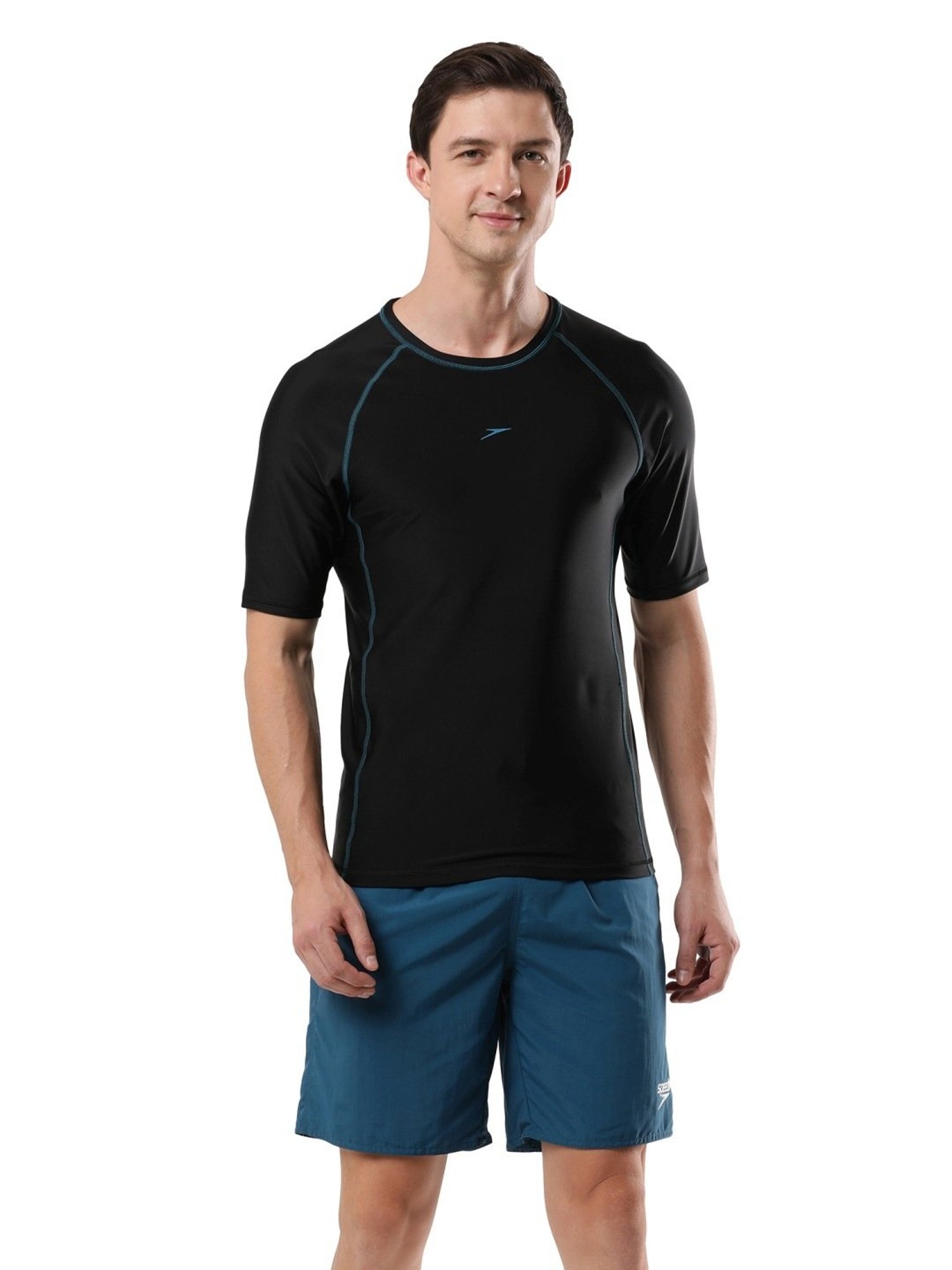 Speedo Black Regular Fit Sports T-Shirt