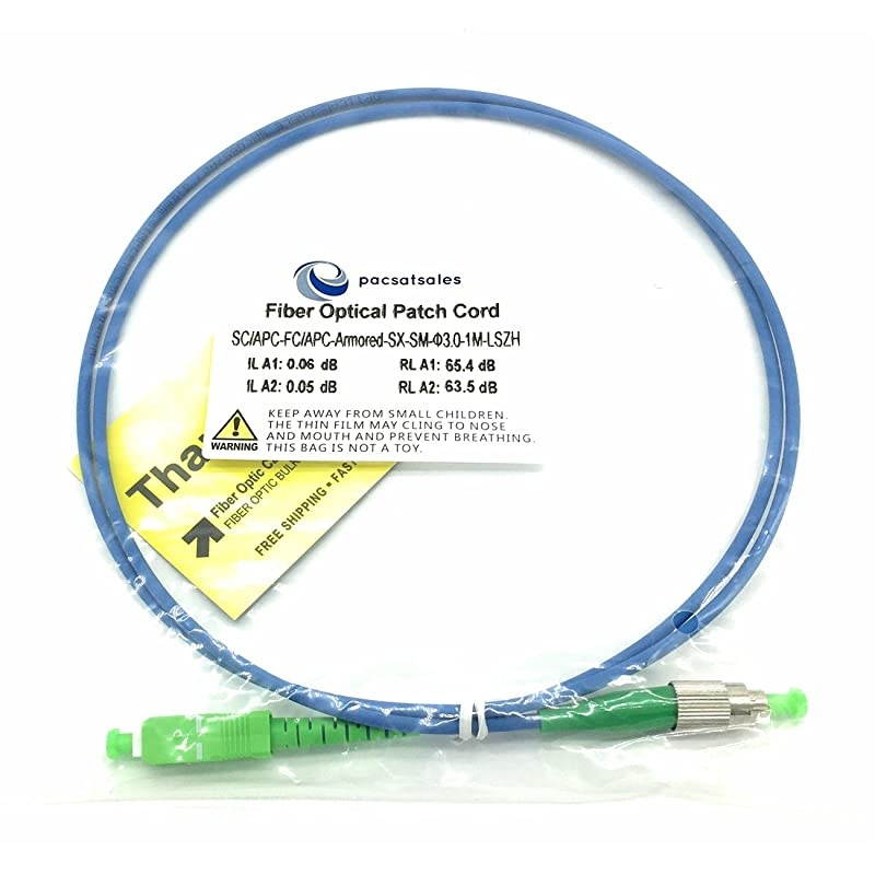 Armored Single Mode Simplex Fiber Optic Cables SCAPC UPC FC LC SC ST SM SX 1M FCAPC to SCAPC