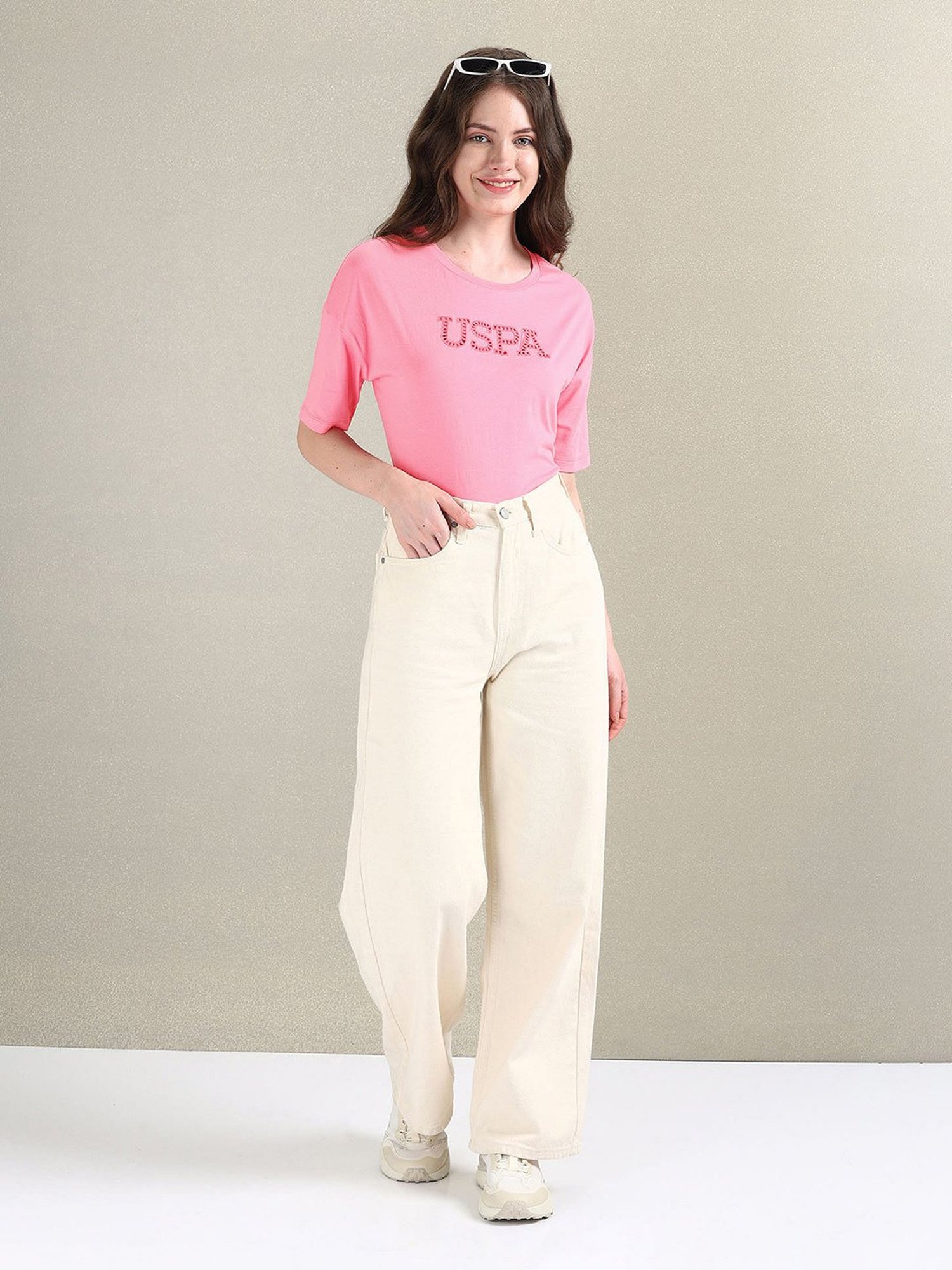 U.S. Polo Assn. Pink Cotton Logo Print T-Shirt