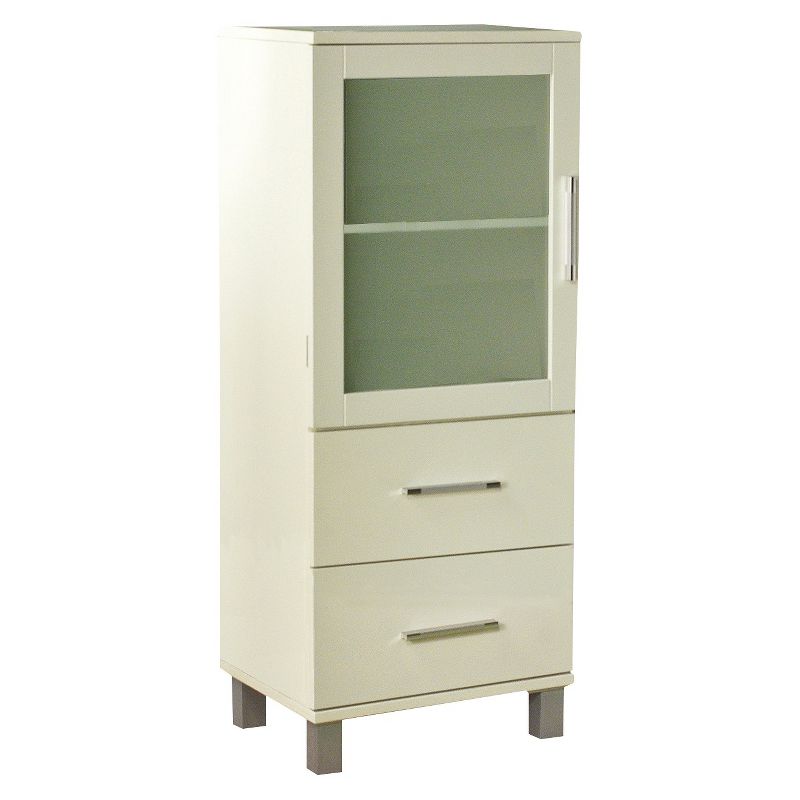 Frosted Pane 2 Drawer Floor Cabinet White - Buylateral