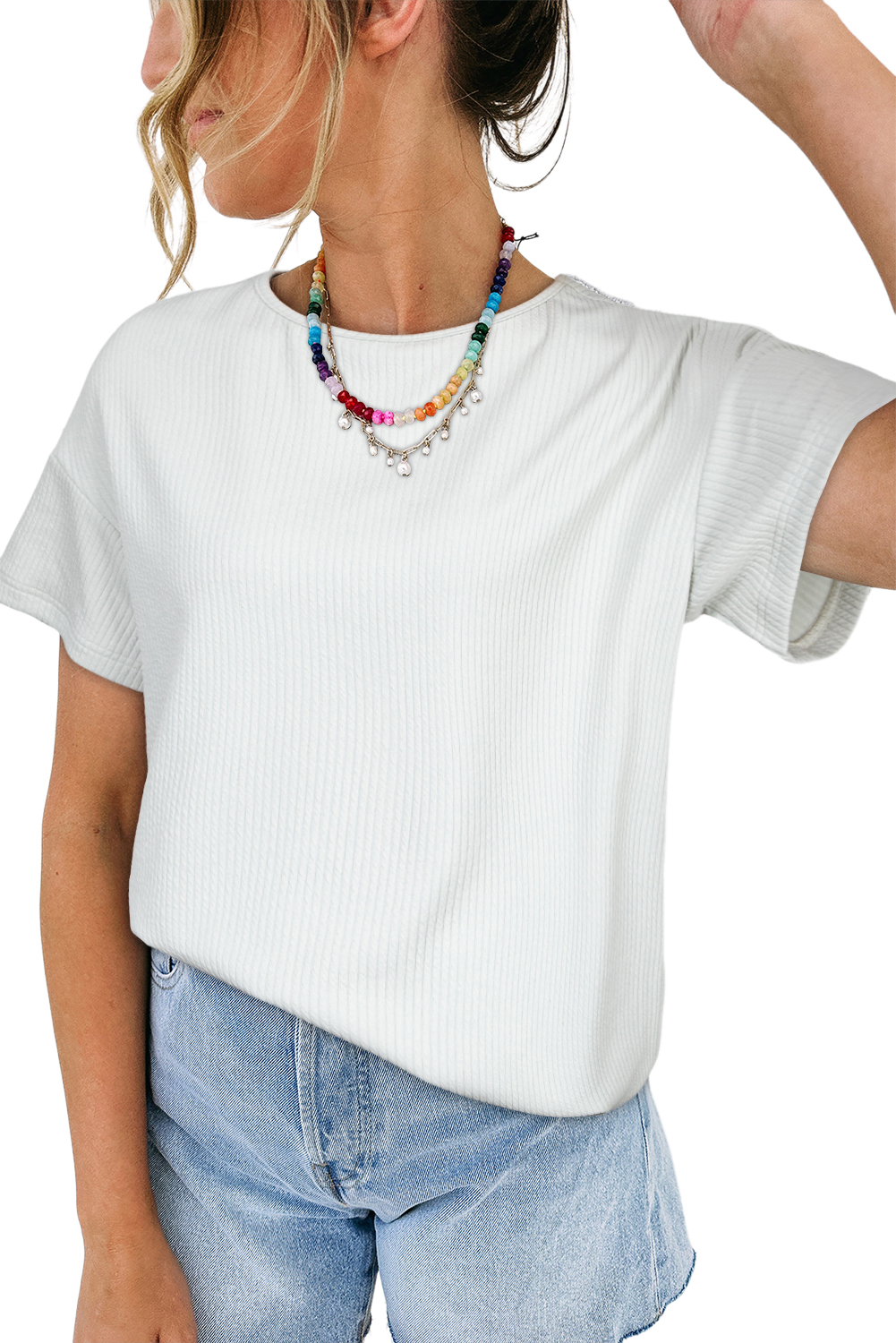 Red Cheetah Print Casual Short Sleeve Crew Neck T Shirt