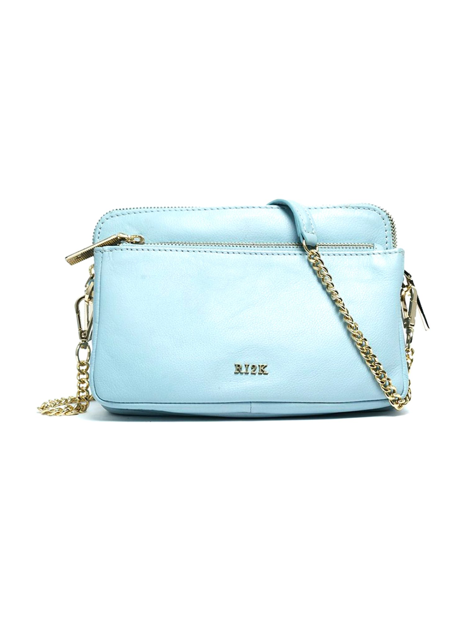 RI2K London Light Blue Leather Small Cross Body Bag