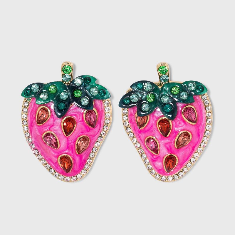 SUGARFIX by BaubleBar Crystal Strawberry Drop Earrings - Pink