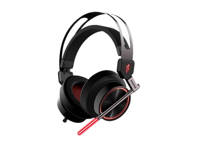 1MORE Spearhead VR Gaming Over-Ear Headphones Comfortable Headset with Super Bass, 7.1 Stereo Surround Sound, Dual Mic Noise Cancellation and LED Light for PC/PS4/XBOX/Smartphones - Black