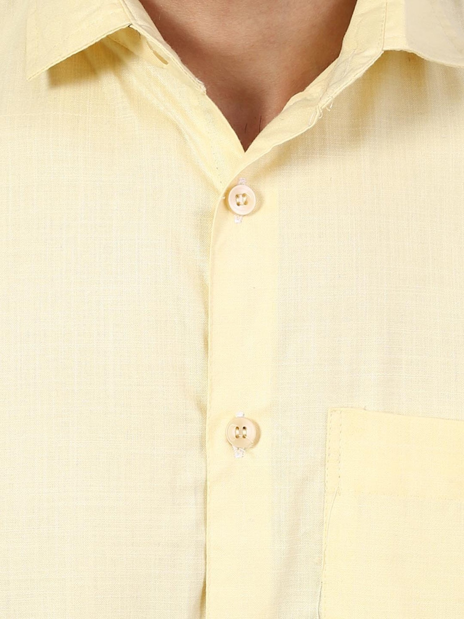 TAHVO Yellow Cotton Slim Fit Shirt