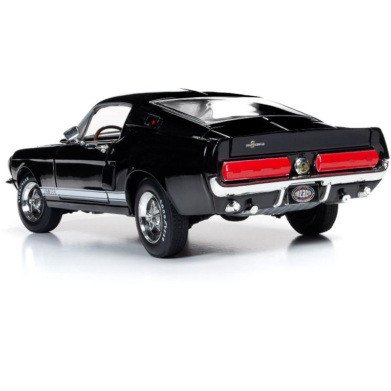 1967 Ford Mustang Shelby GT350 Hardtop Raven Black with White Stripes (MCACN) 1/18 Diecast Model Car by Autoworld