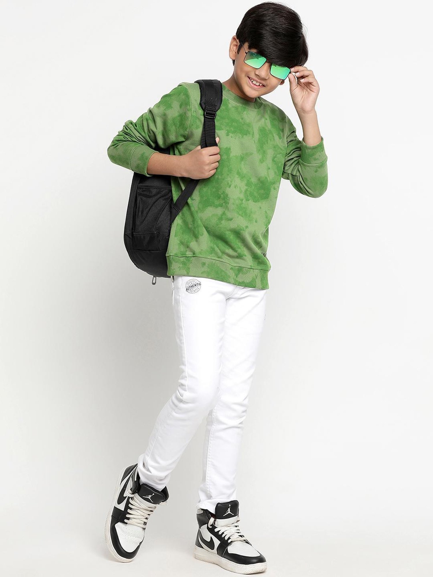 Lil Tomatoes Kids Olive Camouflage Full Sleeves Sweatshirt