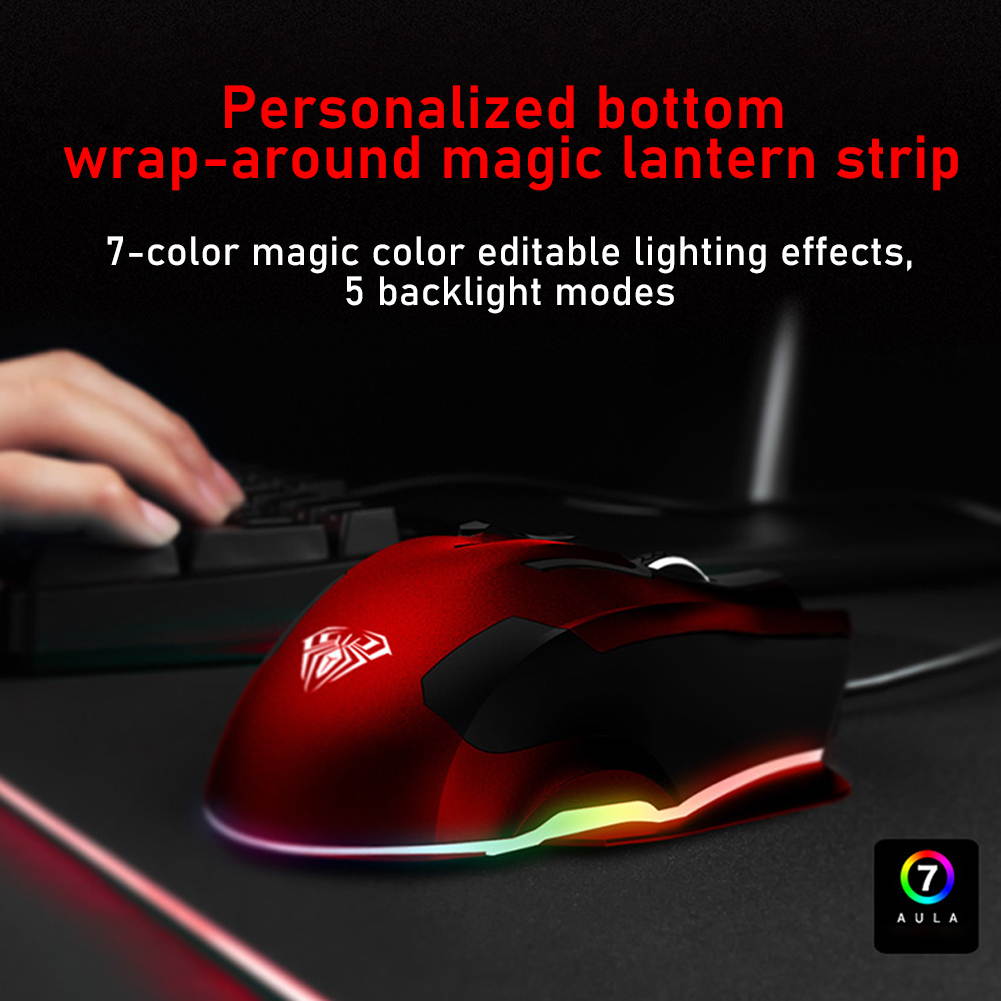 AULA 9006 Wired Professional Gaming Mouse Death Coil 10-Key Programmable 8200DPI Mouse for Computer