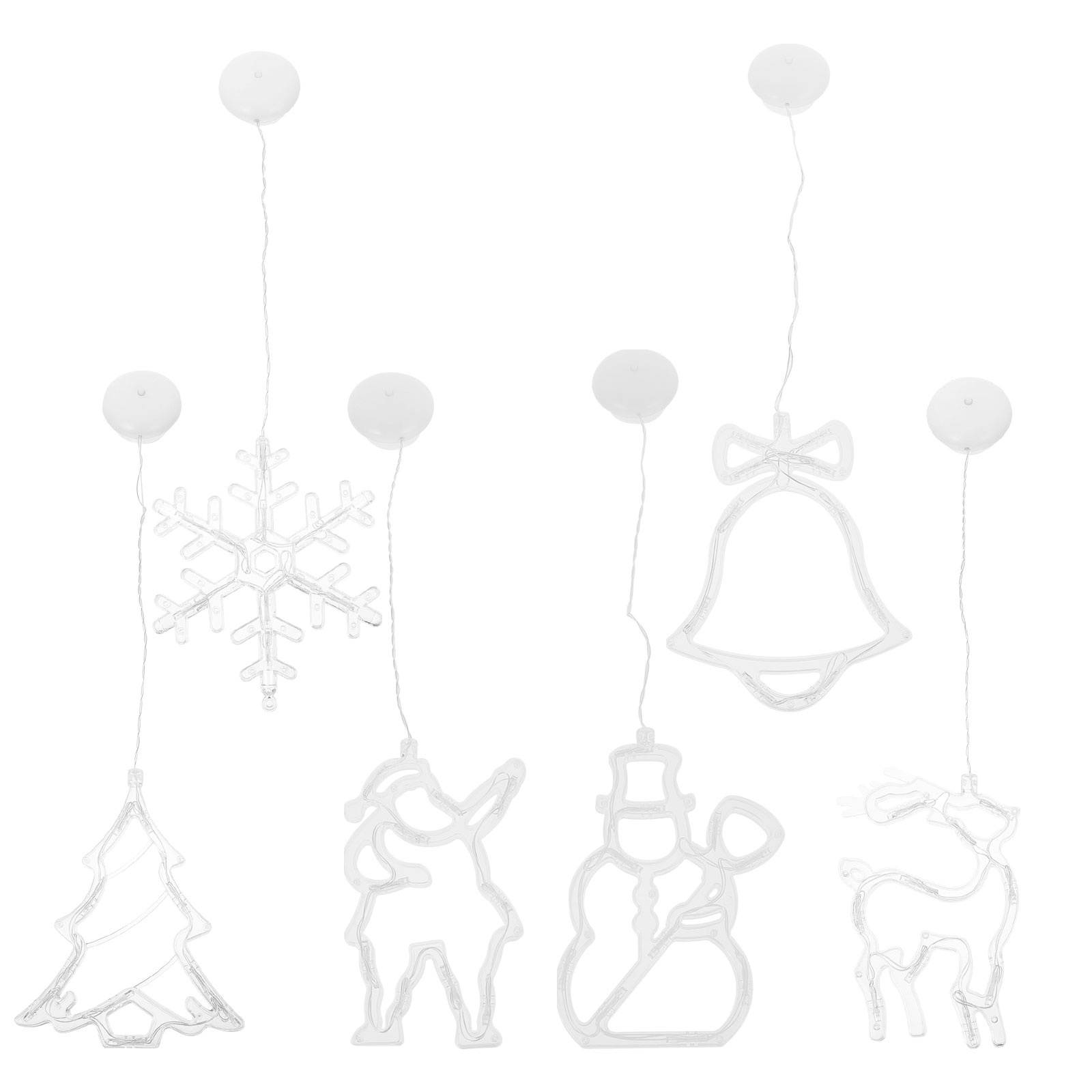 6pcs Christmas Suction Cup Light Hanging Lamps Party Decor Lights (No Battery)