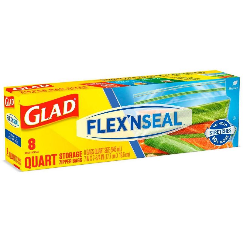 Glad Flex'N Seal Quart Travel Bags - 8ct