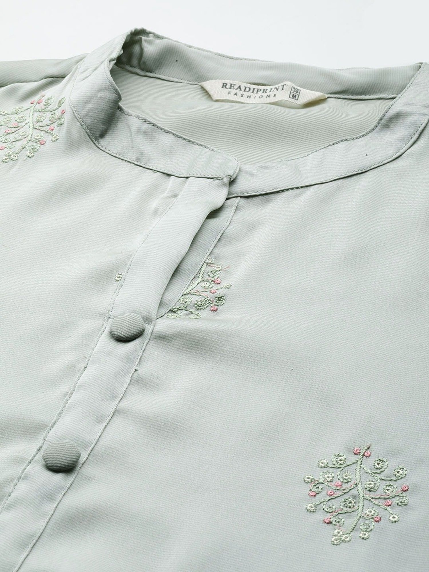 READIPRINT FASHIONS Grey Embroidered Straight Kurta