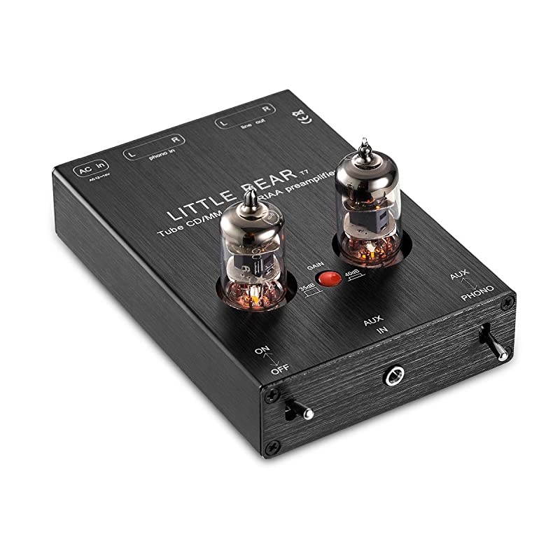 T7 Vacumn Tube Mini Phono Stage RIAA MM Turntable Preamp amp HiFi Tube PreAmplifier Black