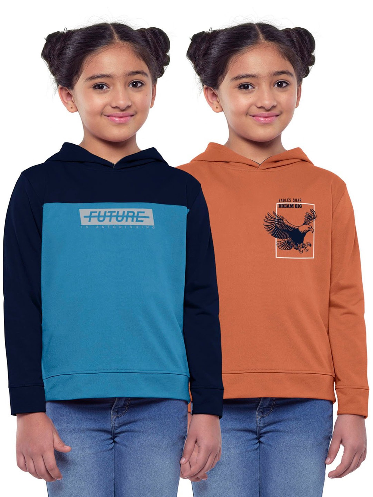 HELLCAT Blue & Orange Printed Full Sleeves Sweatshirt(Pack Of 2)