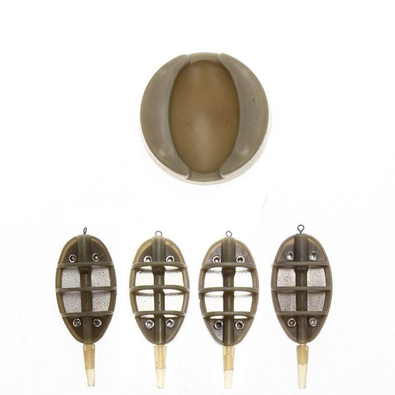 4Pcs/Set Method Feeder Carp Fishing Feeder For Fishing Combo Inline with Mould Carp Lead Sinker Free Lead Feeding Troughs Pesc