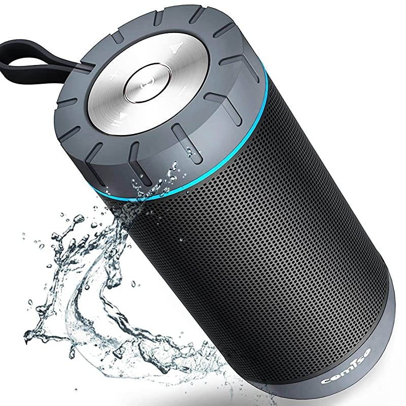Waterproof Bluetooth Speakers Outdoor Wireless Portable Speaker with 20 Hours Playtime Superior Sound for Camping, Beach, Sports, Pool Party, Shower (Dark Grey)