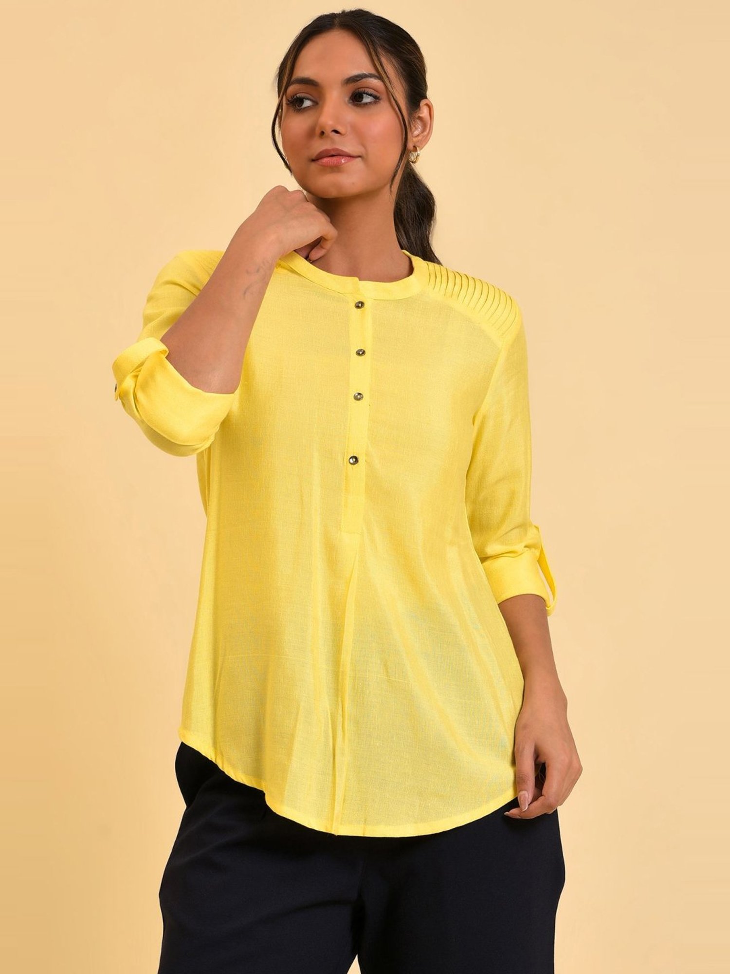 W Yellow Regular Fit Top
