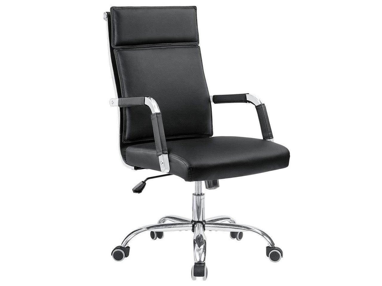 Homall Office Desk Chair Mid-Back Computer Chair Leather Executive Adjustable Swivel Task Chair Conference Chair with Armrests (White)
