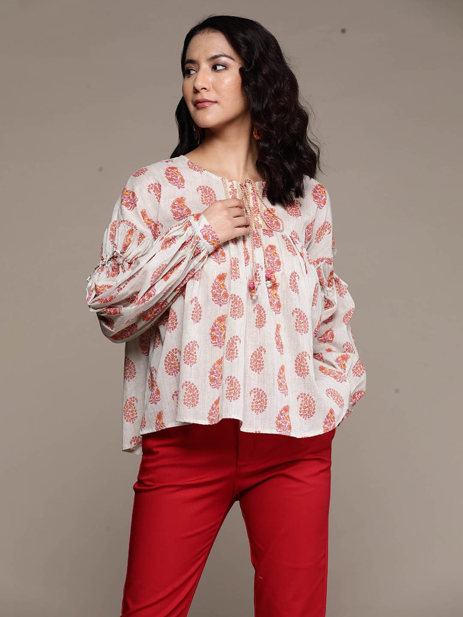 aarke Ritu Kumar Grey Printed Top